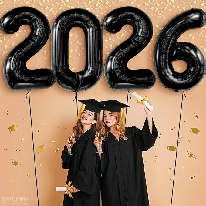 Graduation Decorations 2026 | Black 2026 Balloons Set, Giant 40 Inch - Pack of 34 | Orange and Black Graduation Balloons 2026 | Grad Decorations 2026 Kit, Graduation Decorations Class of 2026, KatchOn