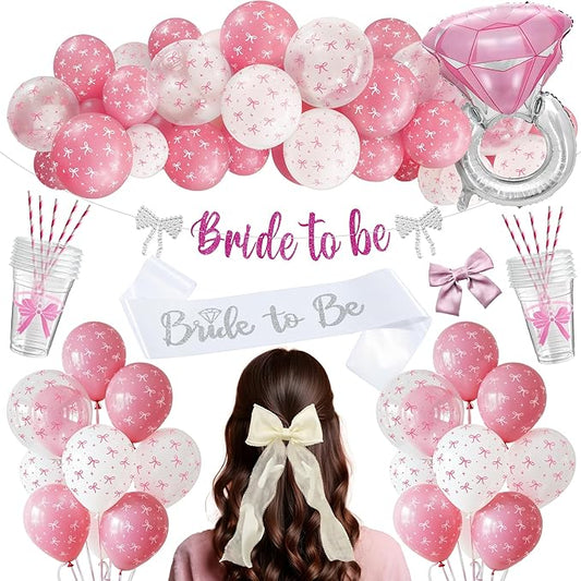 KatchOn, Bride To Be Decorations Kit - Pack of 115 | Ring Balloon, Pink Balloons Arch | Bride to Be Banner, Bachelorette Party Supplies for Bachelorette Party Decorations | Bridal Shower Decorations