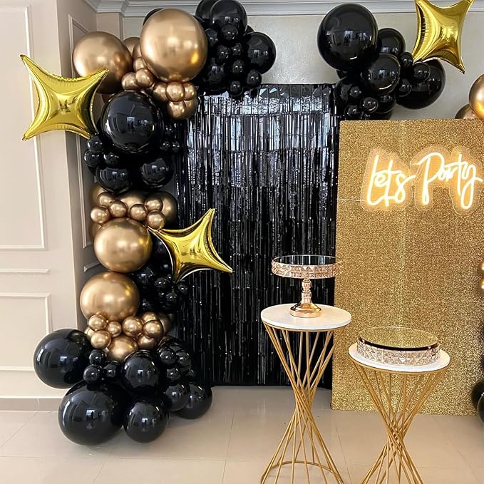 AOODOOM Crepe Paper Streamers 4 Rolls 328ft, Black Pack of Party Streamers for Birthday Decorations, Party Decorations, Wedding Decorations