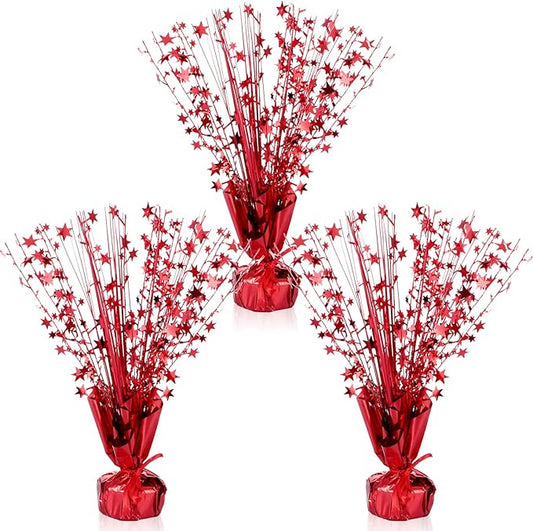 Crowye 3 Pieces Metallic Foil Spray Centerpiece Birthday Table Decoration Star Burst Centerpieces Graduation Table Decor for Birthday 2026 Party Holiday(Red)