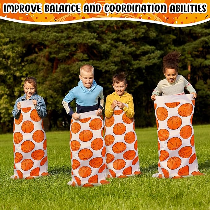 16 Pcs Potato Sack Race Bags Large Basketball Race Bags for Family Outdoor Sport Game Decorations for Adults and Kids Bean Sack Games Set Outside Yard Birthday Party Supplies 40 x 20 Inches