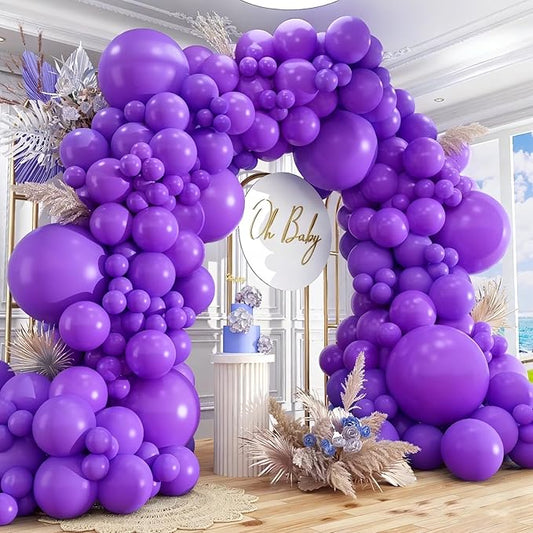 412pcs Purple Balloons 18 12 10 5 Inch Purple Balloon Garland Arch Kit Different Sizes Matte Latex Balloons for Baby Shower Birthday Wedding Party Decorations