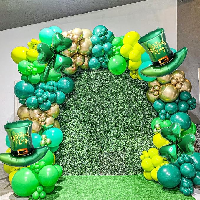 St. Patrick's Day Balloons Set, 9PCS Lucky Shamrock Green Hat Mylar Foil Balloons for St Patrick's Day Birthday Baby Shower Wedding Irish Themed Party Decoration Supplies
