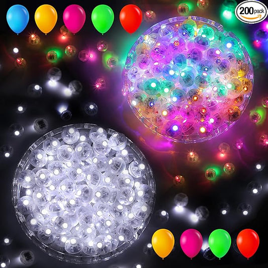 AIKEI 200pcs LED Balloon Lights, White Plus Colorful Mini Balls Lights,Long Standby Time Party Lamps,Waterproof for Paper Lantern,Easter Eggs Decor, Halloween Wedding Birthday Party Decoration