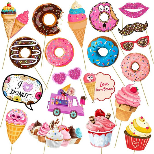 Zyozique 20 Pcs Donut Photo Booth Props,Donut Time for Girl Doughnut Birthday Party Supplies/Donut Birthday Party Supplies,Donut Photo Booth Props for Girls,Birthday Party,Baby Shower
