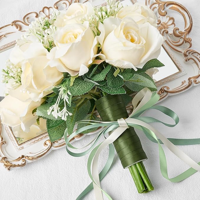 Mauproy 3/8 Inch Sage Green Satin Ribbon, 4 Rolls Total 40 Yards, Double Faced Mixed Green Thin Ribbon for Gift Wrapping, Flower Bouquets, Crafts, Wedding Decorations
