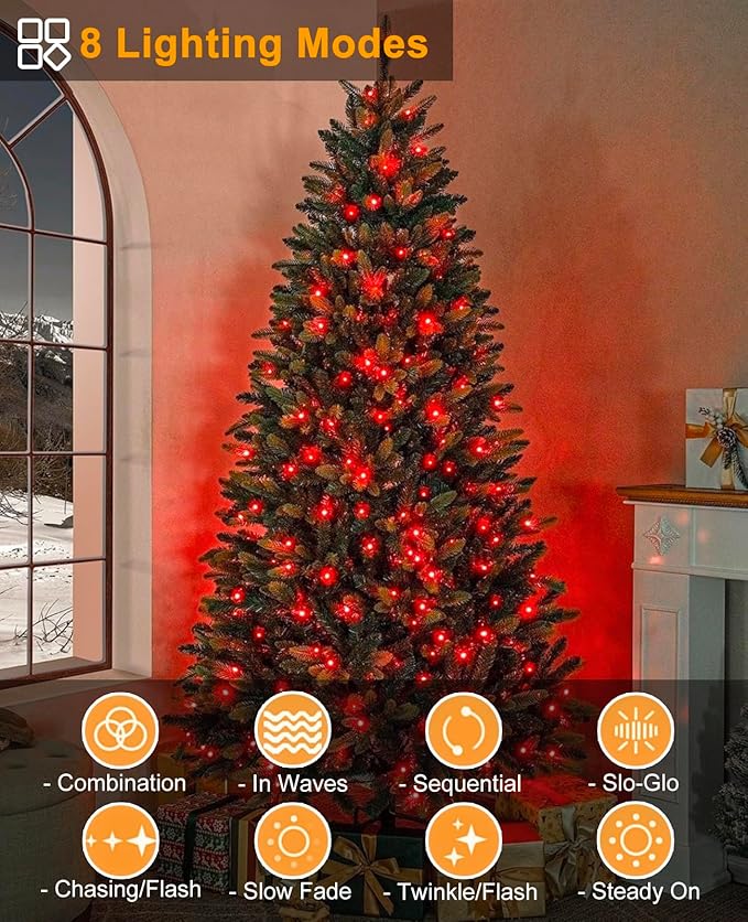80FT 240 LED Christmas String Lights, Plug in Red Christmas Lights Outdoor Waterproof, 8 Modes Connectable Fairy Twinkle Lights for Indoor Home Garden Patio Party Holiday Decorations