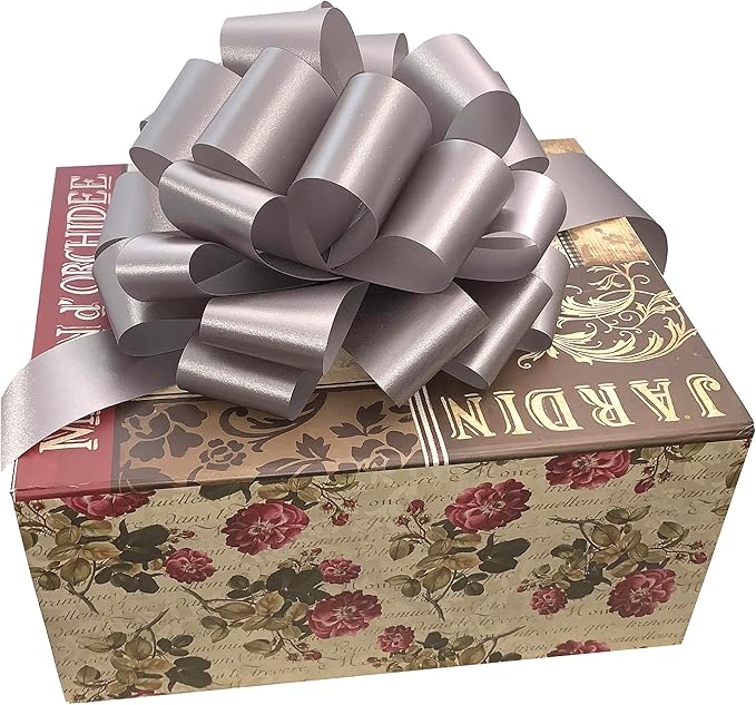 Large Silver Gift Pull Bows - 9" Wide, Set of 6, Christmas Gift Bows, Anniversary, School Dance, New Year's Eve, Reception, Birthday, School Dance, Fundraiser, Wedding