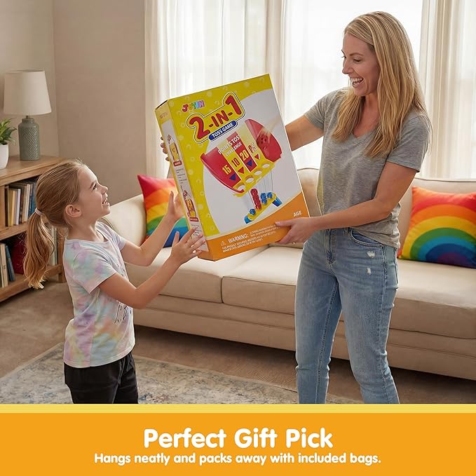 JOYIN 4-in-a-Row Floor Giant Game – Toss & Score Game for Kids 3+, Indoor & Outdoor Yard Games, Portable Party Game for Home, Lawn, Beach & Camping Essentials