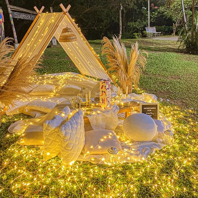 100FT 300 LED Christmas Lights Outdoor, Plug in String Lights Indoor Waterproof, Connectable 8 Modes Fairy Twinkle Lights for Outside Bedroom Classroom Wedding Backyard Decorations, Warm White