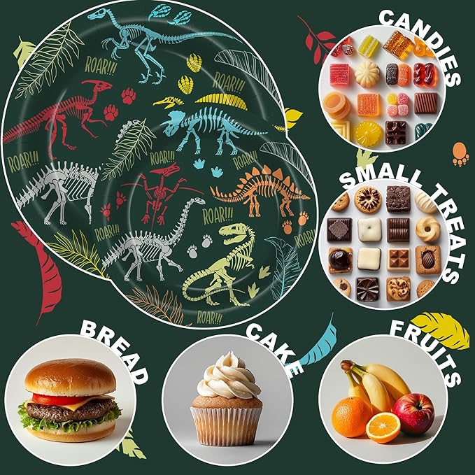 Dinosaur Fossil Birthday Party Decorations for 40 Guests – Dinosaur Dig Birthday Plates and Napkins– Fossil Theme Disposable Tableware Set