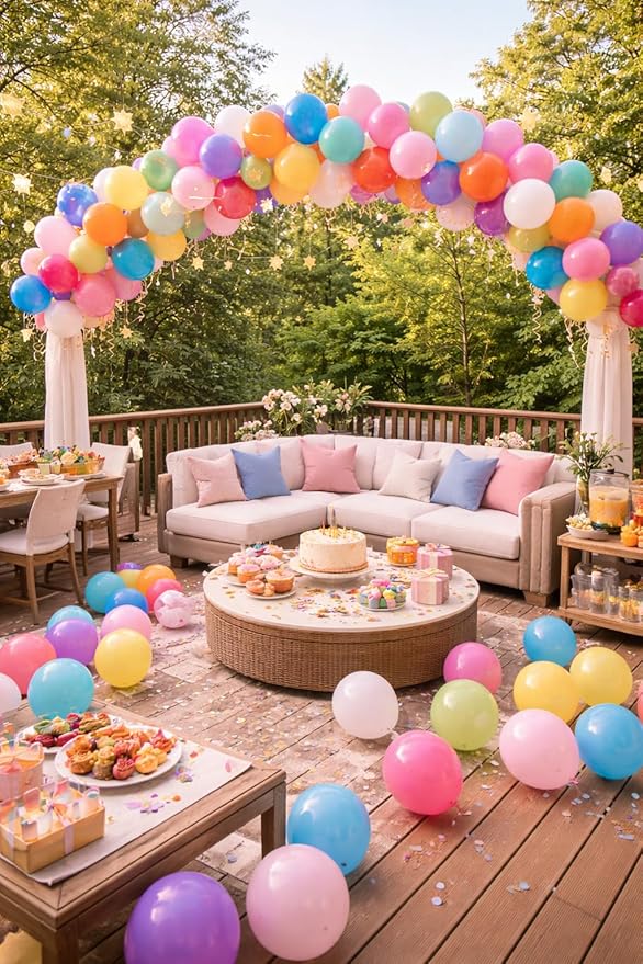 100 Pack Balloon Arch Kit – 12 Inch Assorted Rainbow Latex Balloons with Arch Strip, Glue Dots & Ribbon – Balloon Garland Decoration Set for Birthday, Baby Shower, Graduation & Party Decor