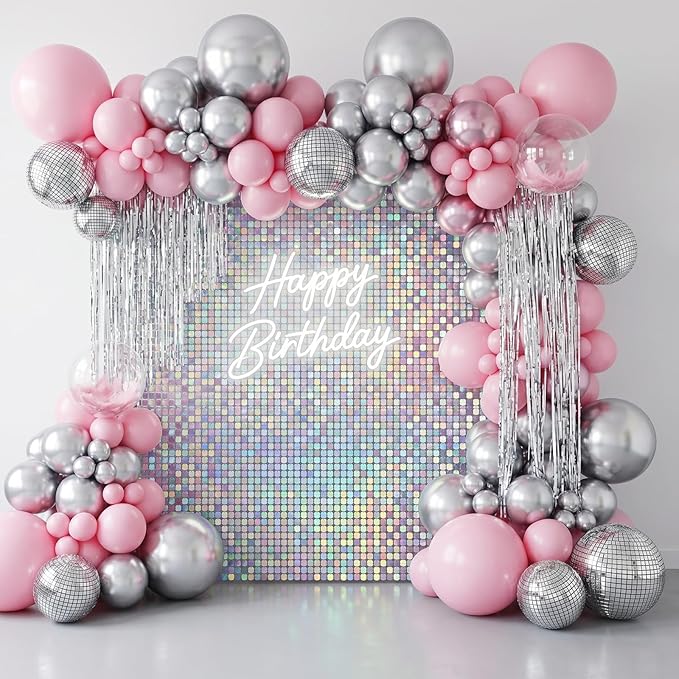 RUBFAC Pink Balloons 135pcs Light Pastel Pink Balloon Different Sizes 18 12 10 5 Inch for Garland Arch Birthday Party Baby Shower Gender Reveal Wedding Anniversary Easter Decoration