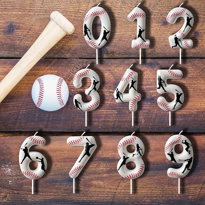 Baseball Birthday Number Candle, Number 1 Candles for Cake Topper, Ideal Birthday Parties Cake Decor, Wedding Anniversary and Other Celebrations (Candle 1)
