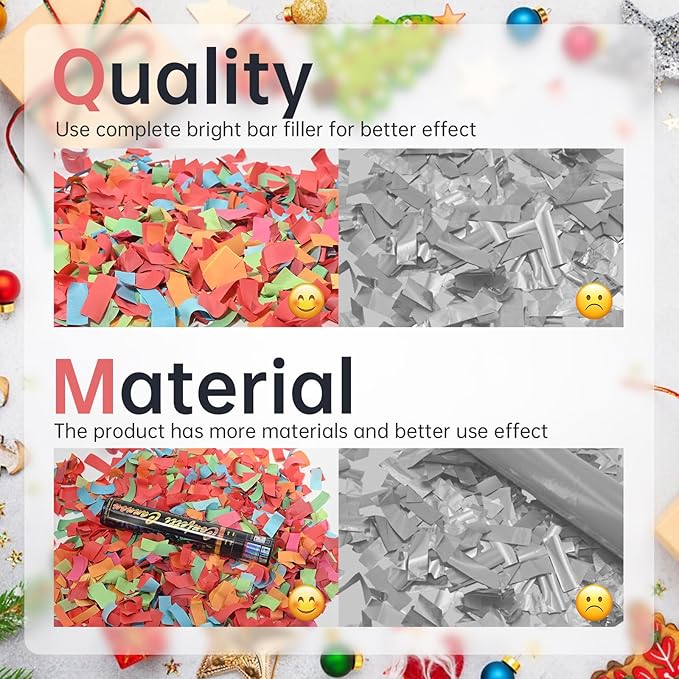 Confetti Poppers Multicolor Confetti Cannon 2 Pack Multicolor Party Poppers Confetti 12 Inch Party Cannon Poppers for Wedding Birthday Graduation New Year’s Eve Party Decorations & Photo Props