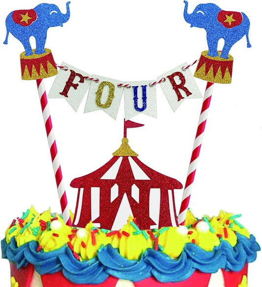 Circus 4th Birthday Cake Topper