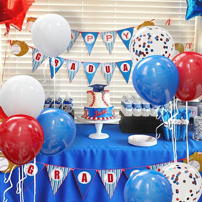 62Pcs Red White and Blue Balloons Kit - 12 Inches Red White Blue Confetti Party Balloons for 4th of July Independence Memorial Day Patriotic Party Decorations