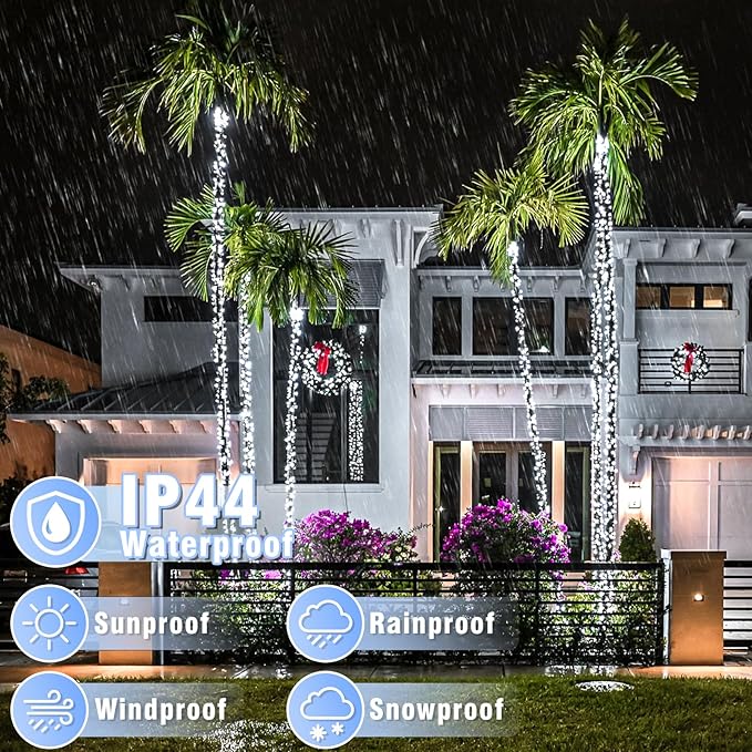 66FT 200 LED Outdoor String Lights, Plug in Christmas Lights Indoor Waterproof, 8 Modes Connectable Fairy Twinkle Lights for Indoor Bedroom Garden Yard Tree Wedding Holiday Decorations, White