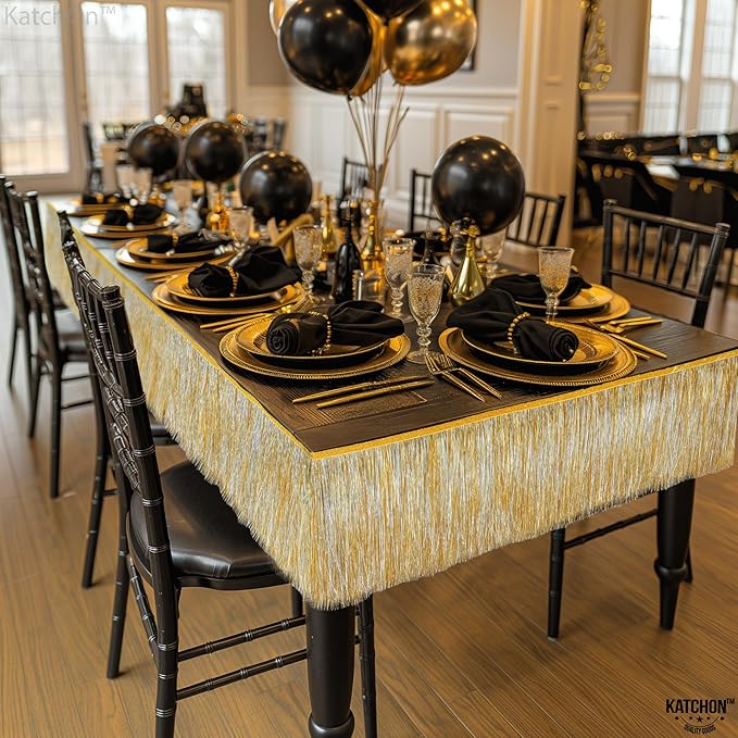 KatchOn, Silver and Gold Fringe Banner Garland - 6.5 Feet, Pack of 2 | Gold Fringe Garland for Golden Birthday Decorations Golden, Silver Streamers for Prom Graduation Decorations 2026