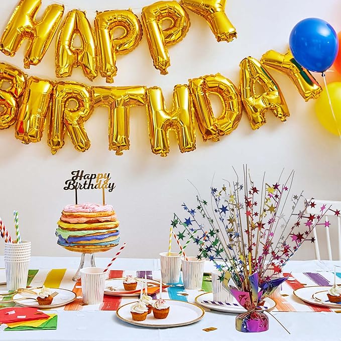 20 Pack Colorful Star Table Decorations Metallic Foil Spray Centerpiece Burst Table Centerpieces for Birthday Party Decoration Graduation Wedding Baby Shower Party Supply (Colorful)