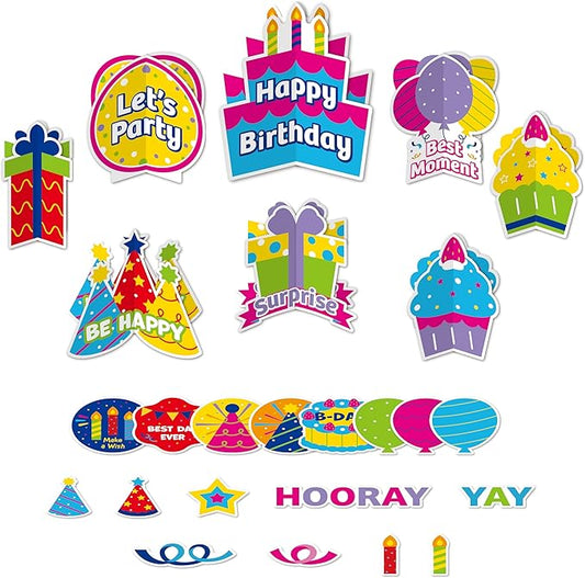 HonuGoGo Birthday Table Decorations Kit, 46ct Colorful Party Supplies with Table Centerpieces, Coasters & Confetti—Ideal for Dining Tables, Dessert Tables & Birthday Party Celebrations