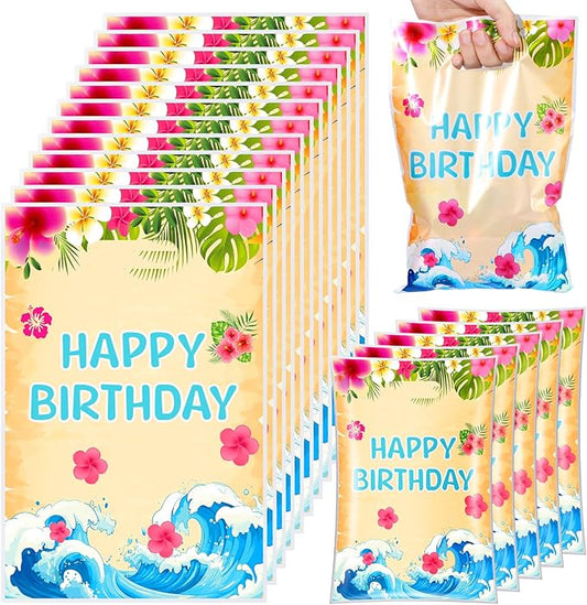 Eccliy 30 Pcs Hawaiian Party Favor Bags Animation Cartoon Birthday Party Supplies Candy Gift Bags with Handles