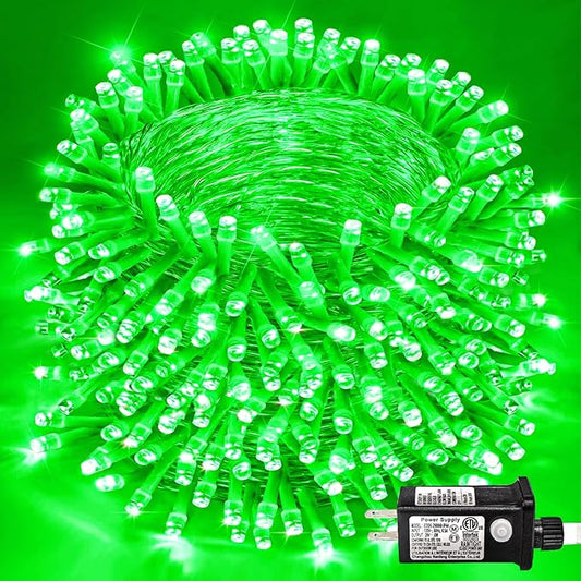 800 LED Green String Lights Indoor, 262ft St Patricks Day Lights Clear Wire 8 Modes Plug in Waterproof Christmas Twinkle Fairy Light for Indoor Room Tree Party Decorations