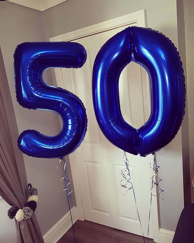 40 Inch Navy Blue 50 Number Balloons Giant Jumbo Huge 50 Foil Mylar Helium Number Digital Balloons Dark Blue Birthday Mylar Digital Balloons 50th Birthday Parth 50th Anniversary Events Party