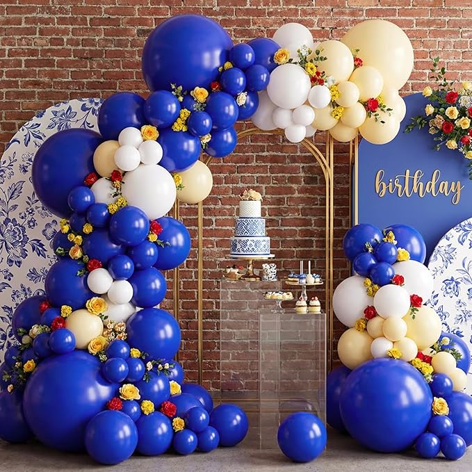 RUBFAC 135pcs Royal Blue Balloons, Latex Balloon Different Sizes 18 12 10 5 Inch for Garland Arch Birthday Party Graduation Baby Shower Baseball Nautical Party Decoration