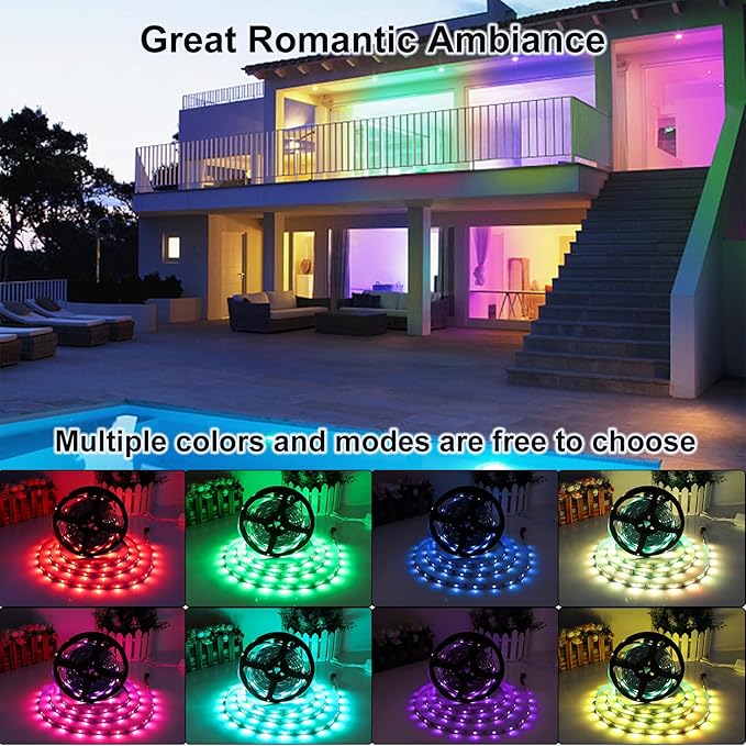 SUPERNIGHT Waterproof Led Strip Lights, 4 Rolls 32.8FT 300Leds Rope Light Flexible Multicolor, RGB Music Sync Color Changing Lights for Party, Kitchen,Home Decoration(Not Included Power Supply)