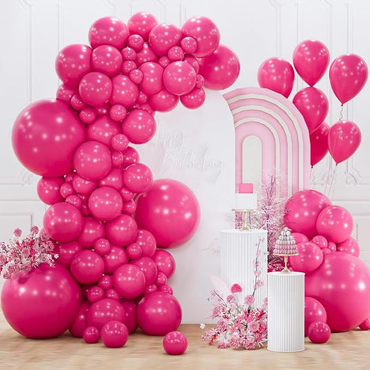 PartyWoo Hot Pink Balloons 155 pcs Different Sizes of 18 12 10 5 Inch Magenta Fuchsia Balloon Arch Kit Garland for Baby Shower Wedding Bridal Shower Anniversary Birthday Party Decorations Pink-Y12