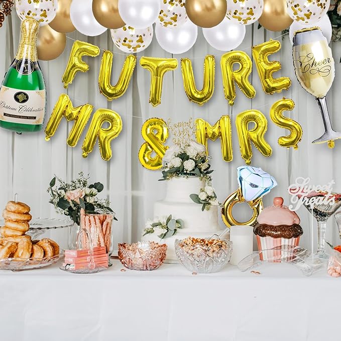Engagement Party Decorations Bridal Shower Decor She Said Yes Decorations Bridal Shower Balloons Wedding Balloons Soon To Be Future Mr And Mrs Balloons Decor Engaged Decorations Engagement Banner