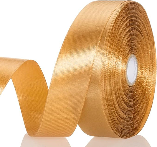 YASEO 1 Copper Solid Satin Ribbon, 50 Yards Craft Fabric Ribbon for Gift Wrapping Floral Bouquets Wedding Party Decoration