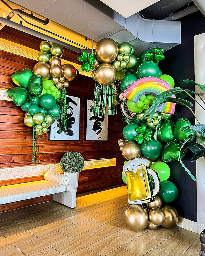 Green Latex Balloons, 50pcs 12 Inches Dark Green Lime Green Confetti Balloons with 1 Ribbon for St. Patrick's Day, Jungle Safari, Birthday Party Decorations