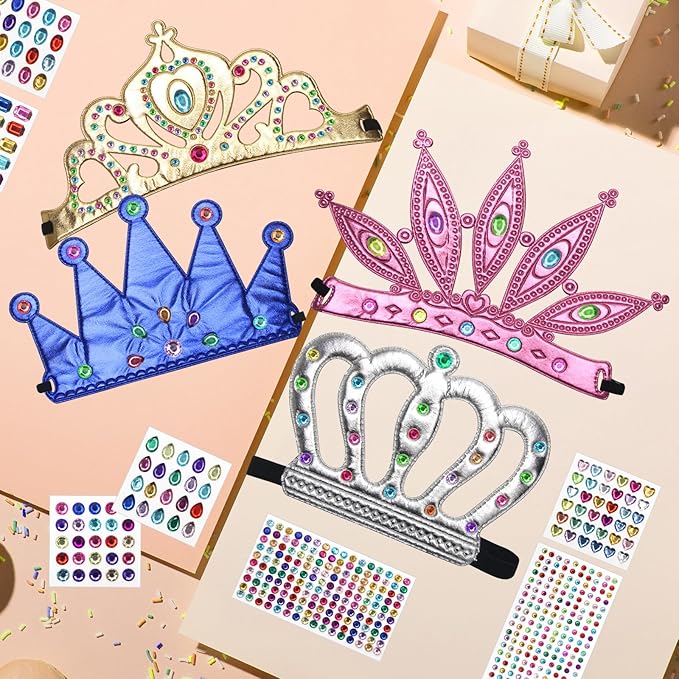 AHIER 23 Pieces Foam Crowns Set, Princess Tiaras Crowns DIY Party Crowns Make Your Crowns With Diamond Sticker