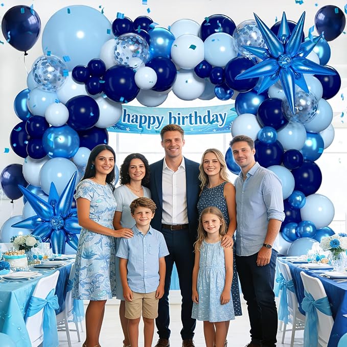 KARLURE Blue Balloons Arch Kit, Different Shades Navy Blue Balloons for Blue Graduation Decorations 2026 Grad Class Memorial Day Baby Shower Boy Men Birthday World Cup Party Decorations