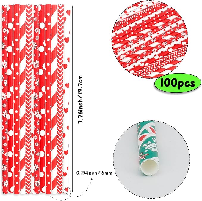100 Pack Valentines Day Paper Straws,Valentines Party Supplies Red Disposable Drinking Straws for Anniversary Holiday Celebrations,Bridal Shower,Wedding Birthday Party