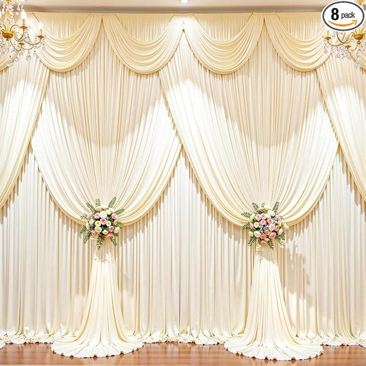 40ft x 10ft Wrinkle Free Champagne Wedding Backdrop Curtains for Party Bridal Shower Reception Decorations Champagne Fabric Curtain Backdrops Drapes for Photography Baby Shower Birthday Background