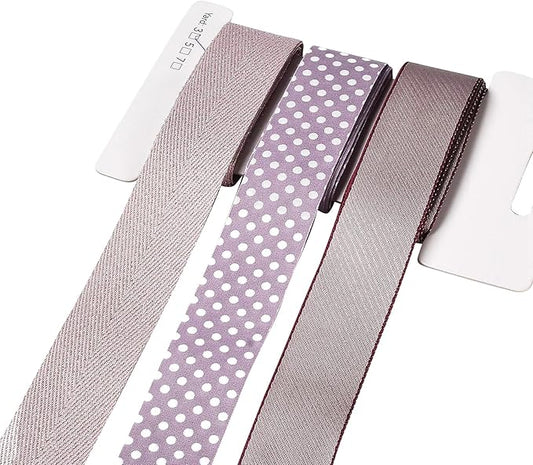 BEEFLYING 3 Styles Lavender Wire Edged Ribbons for Gift Wrapping, 25~28mm×2.7m Fabric Ribbons for Wedding Party Decoration Hair Bows Flower Bounquet Sewing and Craft, 9 Yards