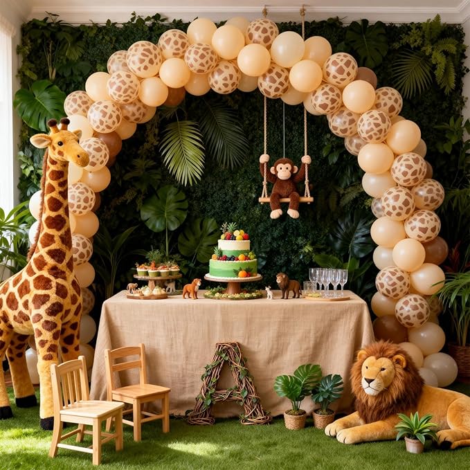 Giraffe Print Balloons Set, 12 Inch Safari Animal Deer Print Latex Balloons for Kids Two Wild One Birthday Decorations Baby Shower Forest Woodland Zoo Jungle Wildlife Theme Safari Party Decorations