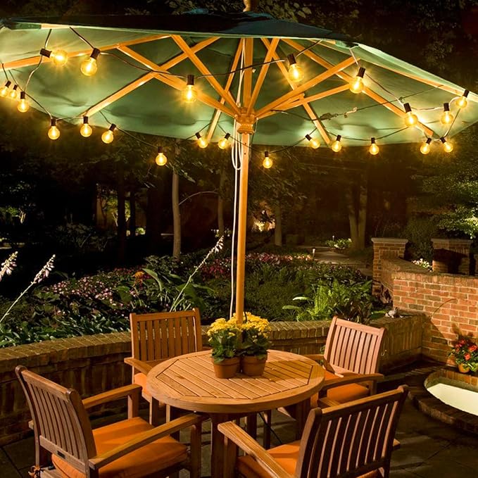 Mlambert 100Ft LED Outdoor String Lights, Dimmable G40 Globe Patio Lights with 50+3 Waterproof Shatterproof Bulbs for Backyard Porch-Brown Cord 1 Pack