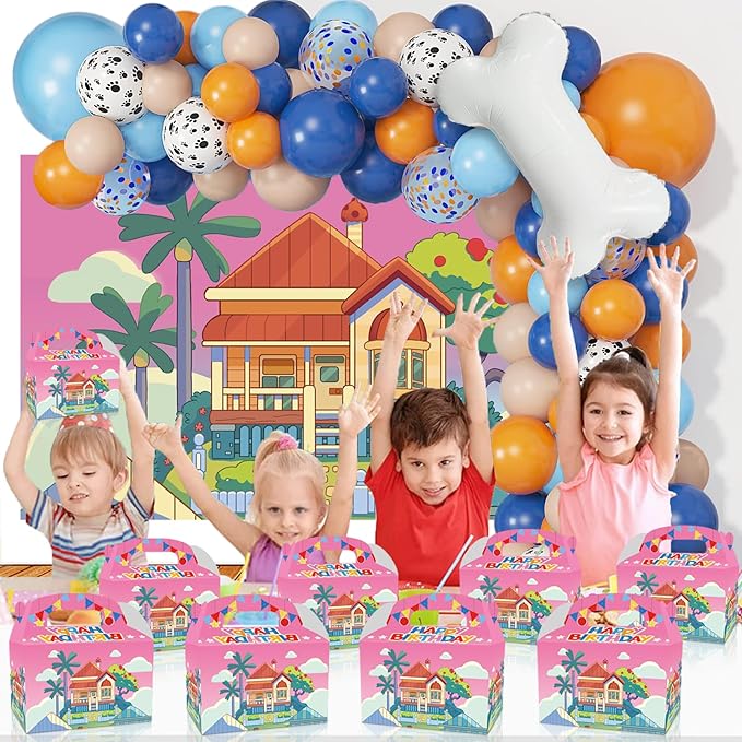 YOOUUQIAN Cartoon Blue Dog Birthday Party Supplies,Blue Party Decorations bags, candy boxes,Birthday Party Decoration bag(12 PCS)