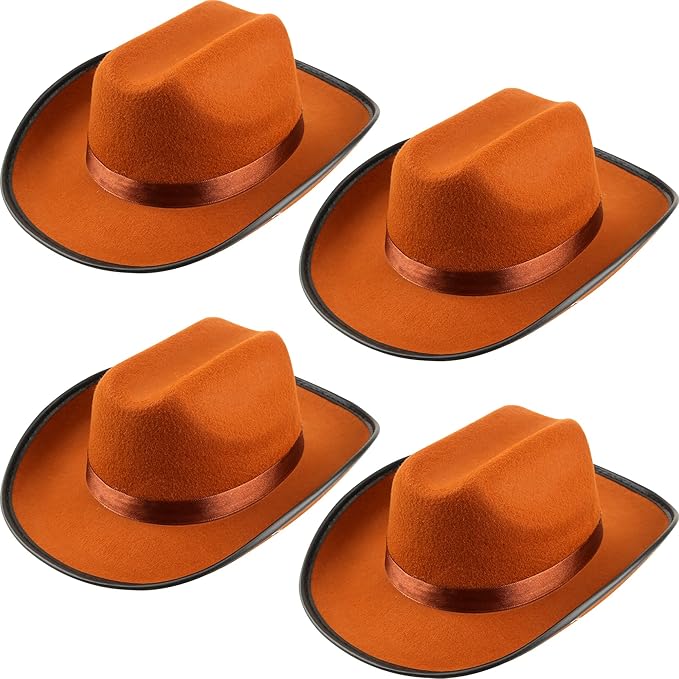 4 Pack Kids Cowboy Hat Felt Western Cowboy Hat Wide Brim Cowgirl Hat for Boys Girls Cosplay Party Costume Accessory