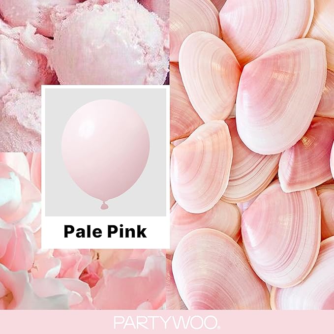 PartyWoo Pale Pink Balloons 140pcs Different Sizes of 18 12 10 5 Inch Light Pastel Baby Pink Balloon Arch Kit for Engagement Bachelorette Baby Shower Easter Birthday Party Decorations Pink-Q01