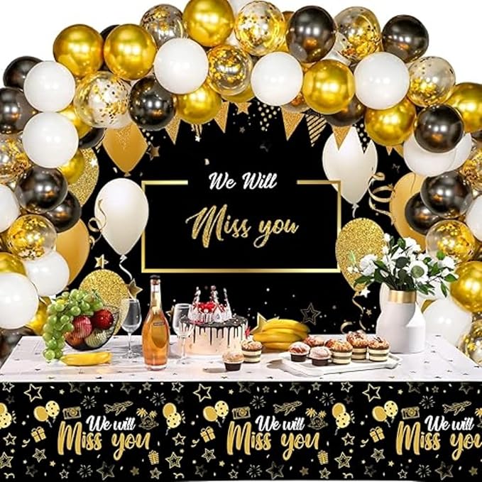Black Gold Balloons Kit, 60pcs 12 Inch Black White and Gold Confetti Balloons for Graduation Birthday Anniversary Wedding Party Decorations