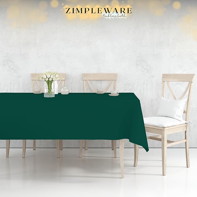 ZIMPLEWARE Premium Dark Green Plastic Table Cloth Disposable (6 Pk) Plastic Tablecloths for Rectangle Tables (54in x 108in) Party Table Cloths Disposable for 6ft to 8ft Rectangle Tables