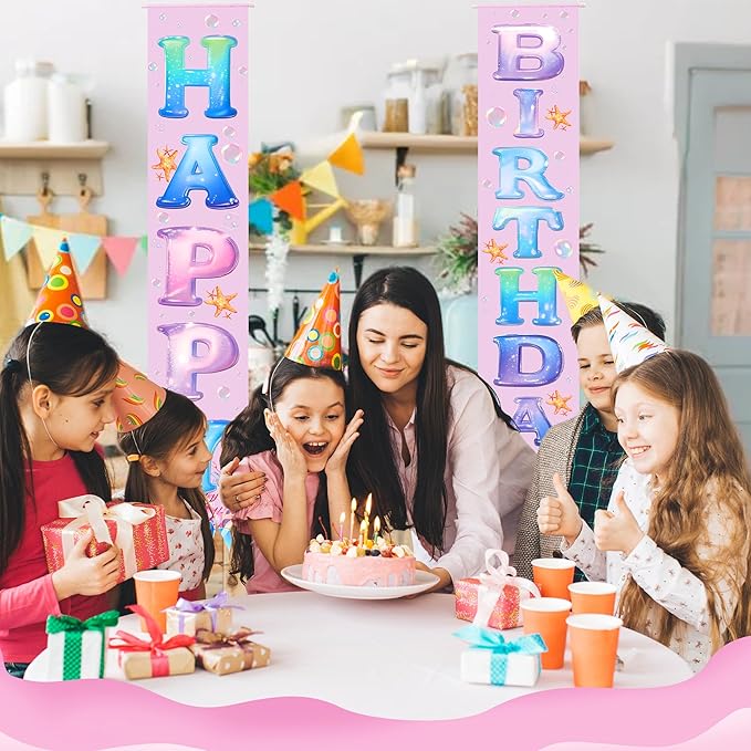 Birthday Decorations Banner, Happy Birthday Door Sign for Men Women Boys Girls Ideal Birthday Decorations Party Supplies Outdoor Indoor 72 x 12 Inch