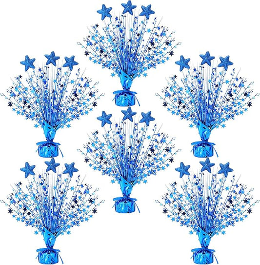 Wenqik 6 Pcs Graduation Table Centerpiece Party Decoration Spray Centerpiece Foil Star Centerpieces Table Decorations for Party Event Anniversary Memorial Dining Holiday Celebration(Blue)