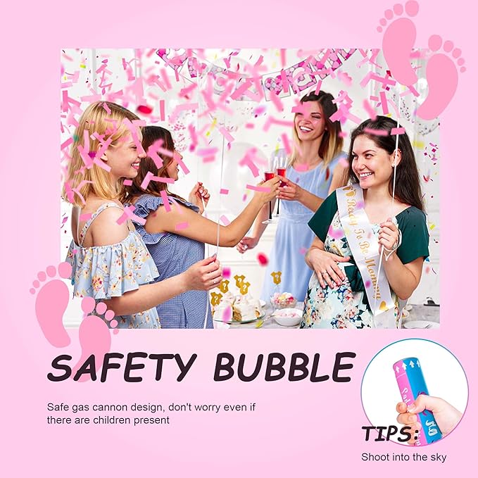 POPUPARTY 2 Pack Gender Reveal Confetti Cannon | No Powder Confetti Poppers | Ideal for Baby Girl Gender Reveal Decoration (2 Pink)