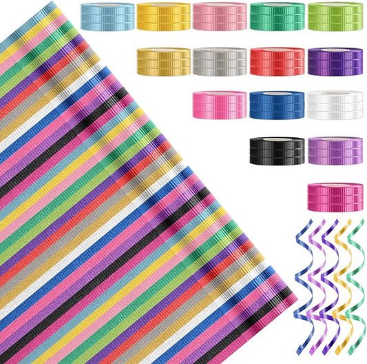 45 Roll 15 Colors Curling Ribbons for Crafts Bows Present Wrapping Florist Wedding Party Festival Art Craft Decor, Separate Rolls, 11 Yards Per Roll, 3/16 Inch Wide 3/16" - Set2